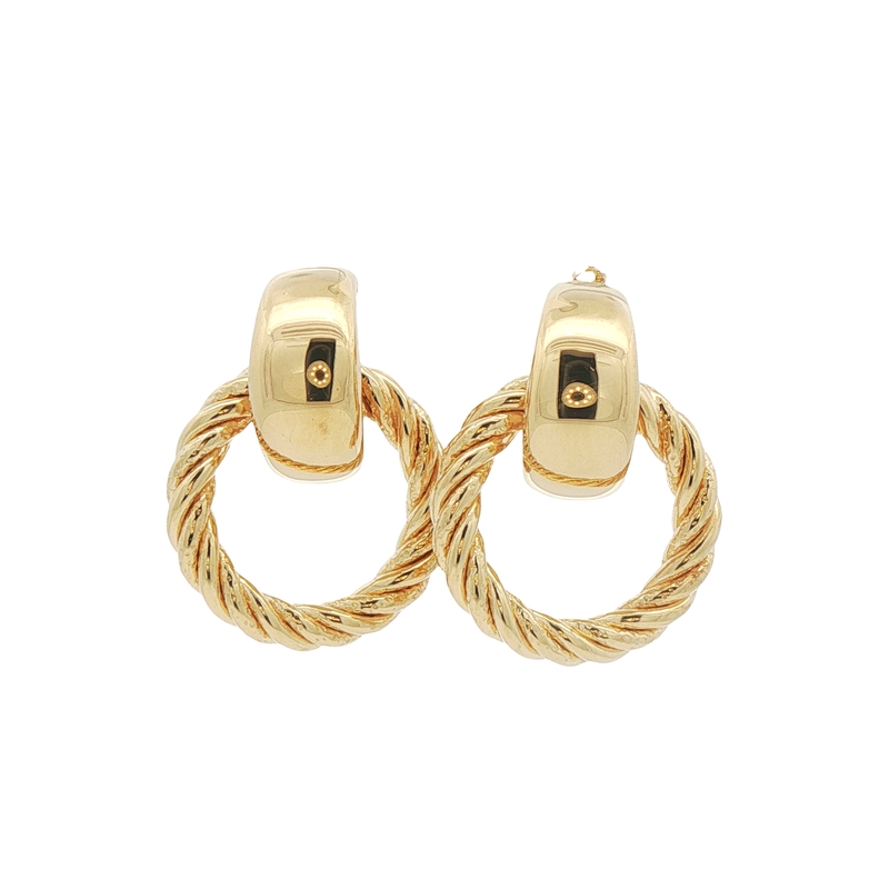 14k Yellow Gold Hoop Dangle Earrings