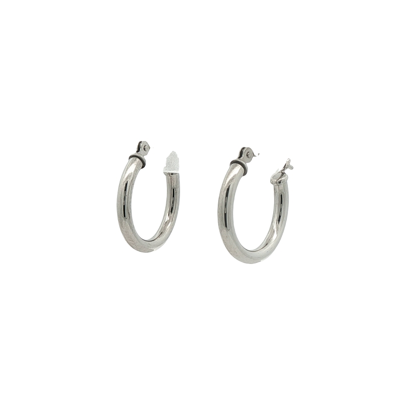 14k White Gold Tube Hoop Earrings