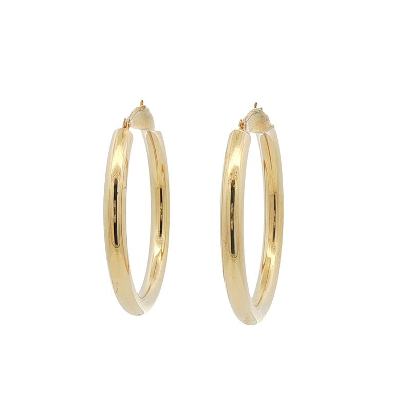 14k Yellow Gold Tube Hoop Earrings