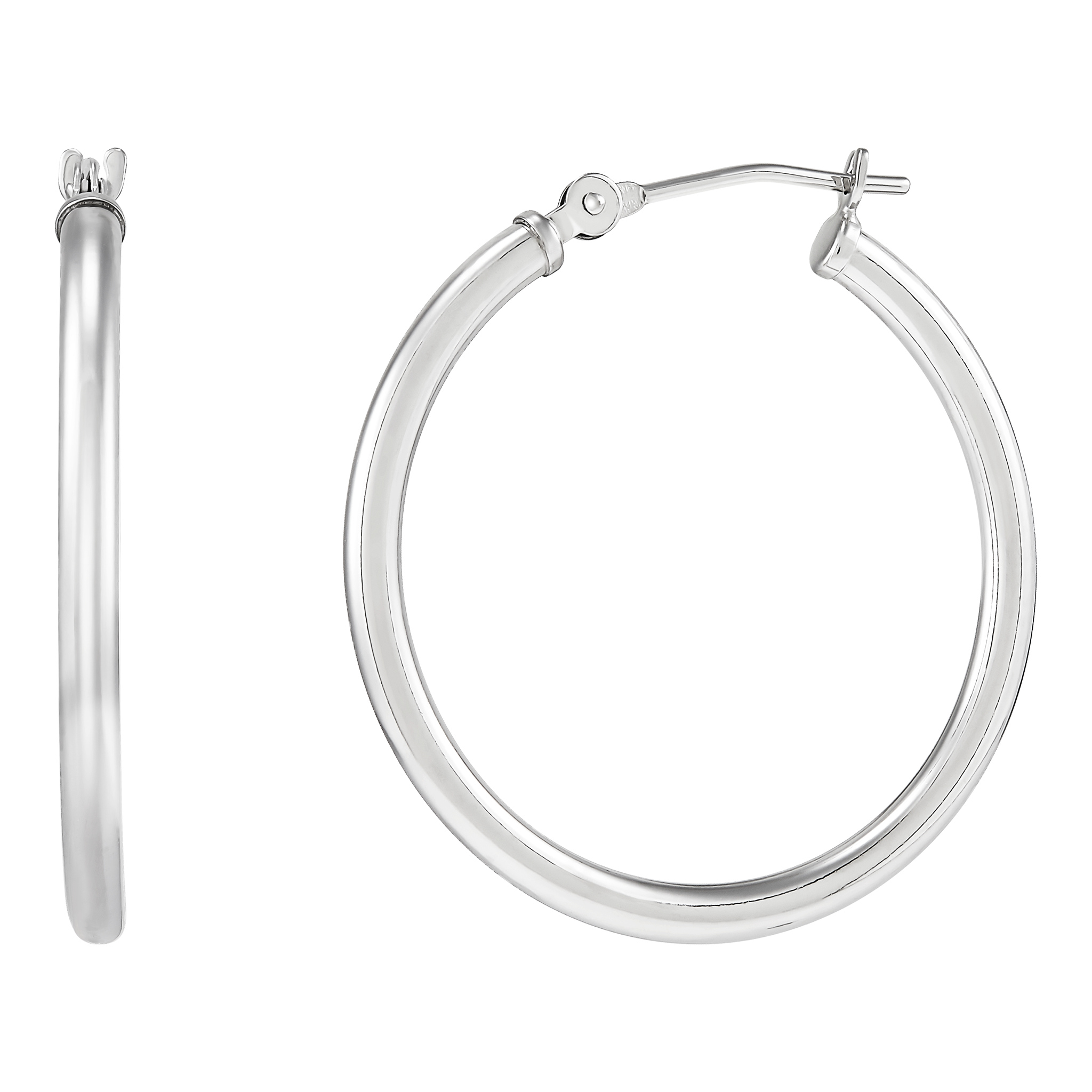 14k White Gold Tube Hoop Earrings