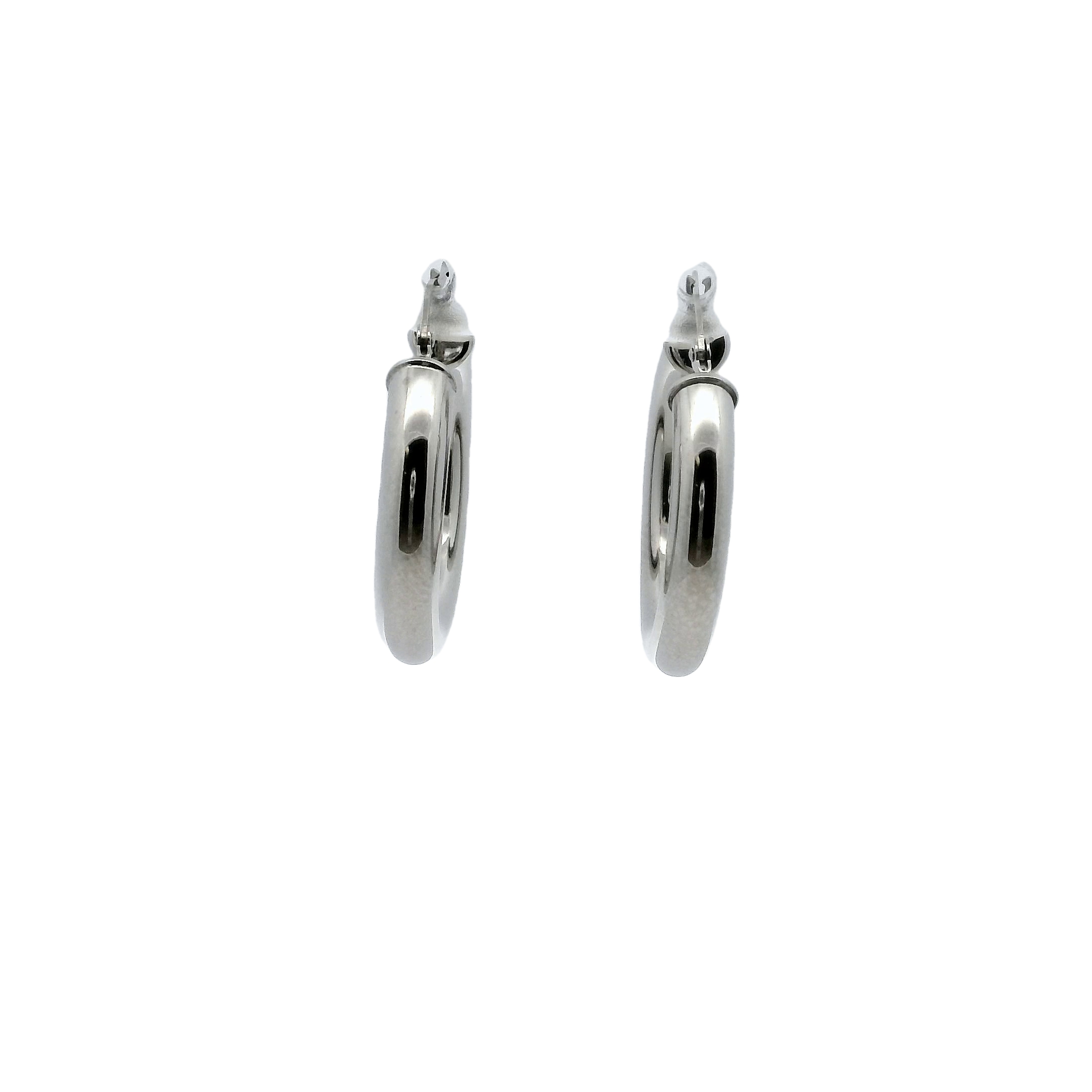 14k White Gold Tube Hoop Earrings