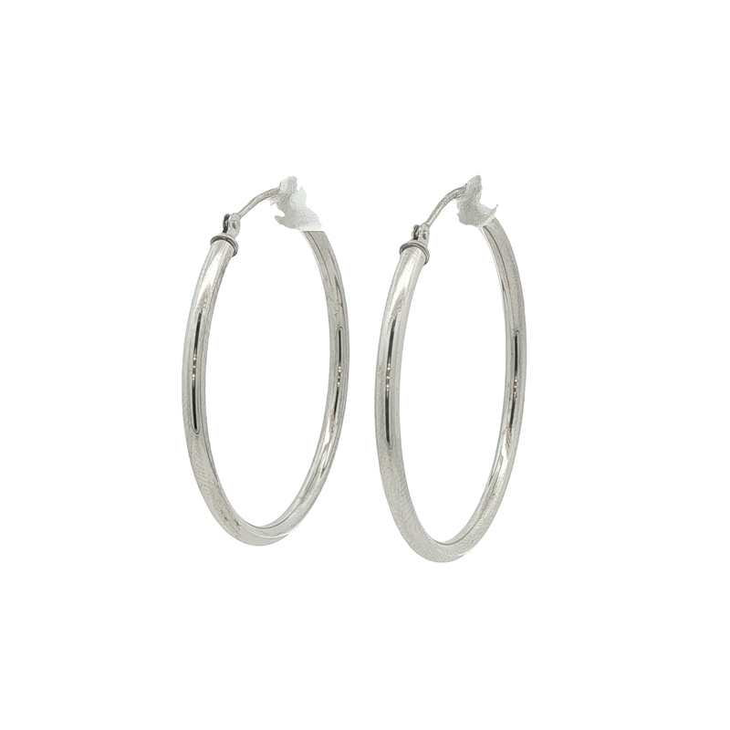 14k White Gold Hoop Earrings