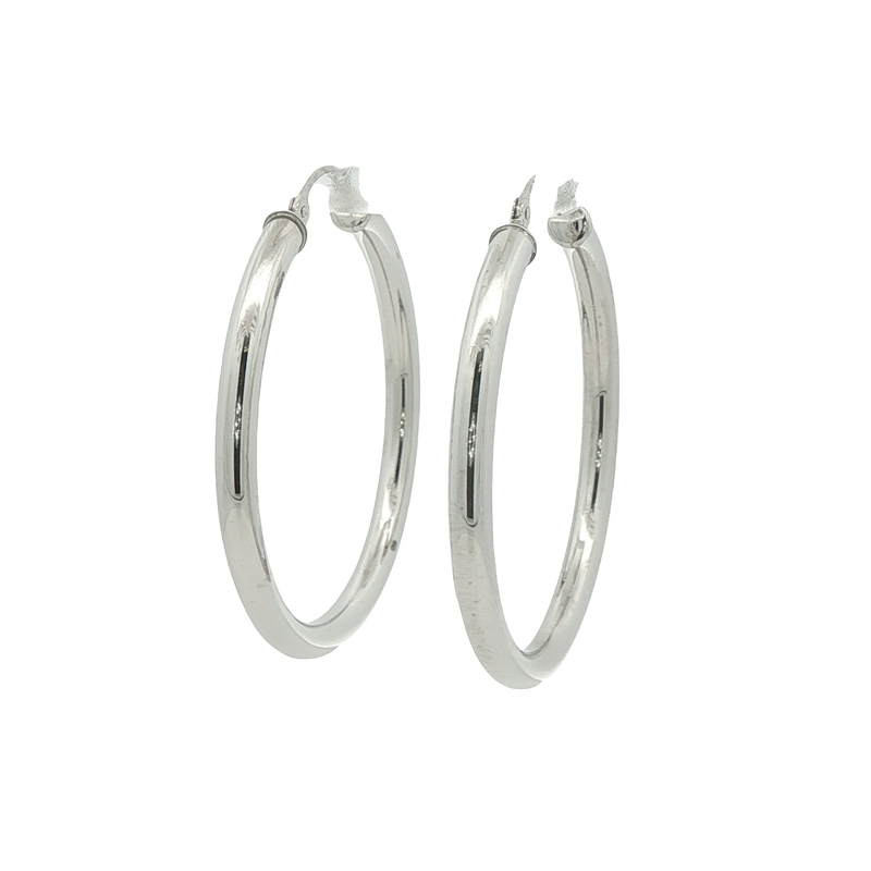 14k White Gold Hoop Earrings
