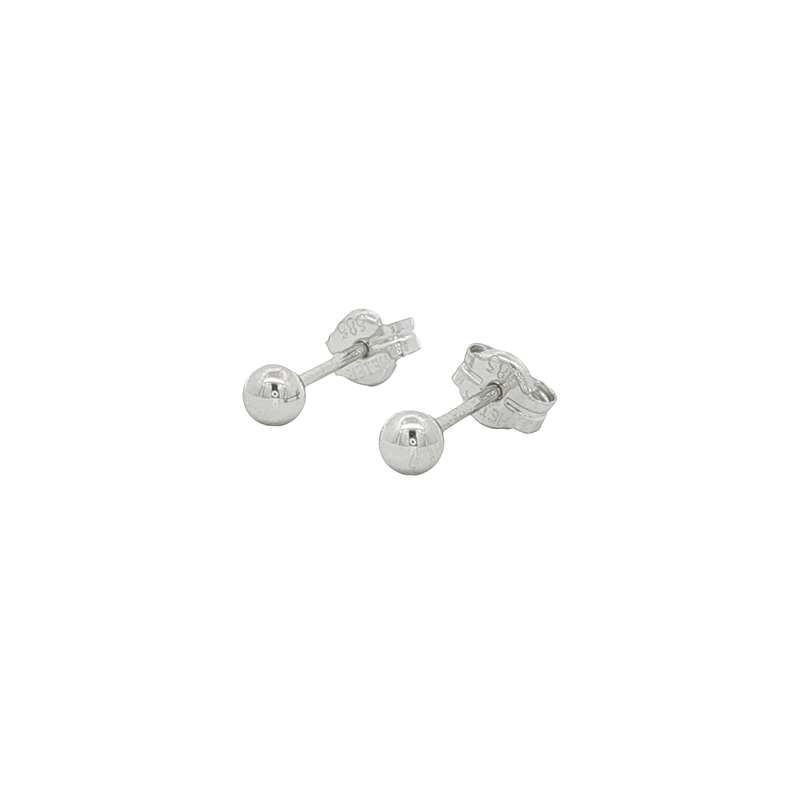 14k White Gold Small Ball Stud Earrings