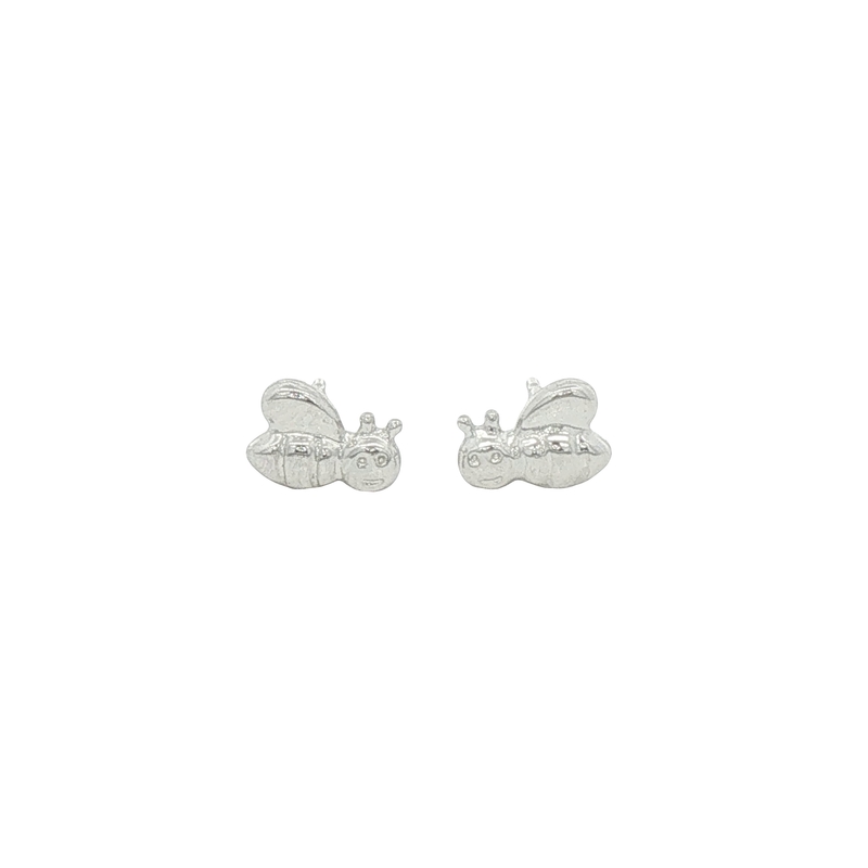 14k White Gold Bee Stud Earrings