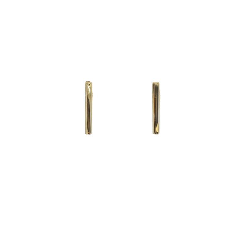 14k Yellow Gold Bar Stud Earrings