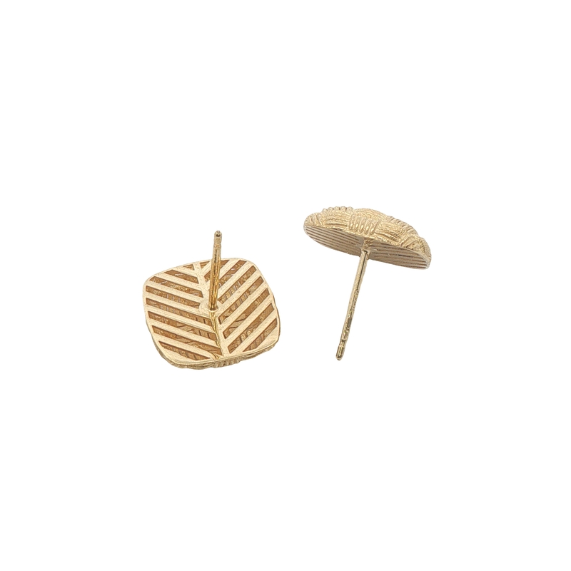 14k Yellow Gold Square Pillow Stud Earrings