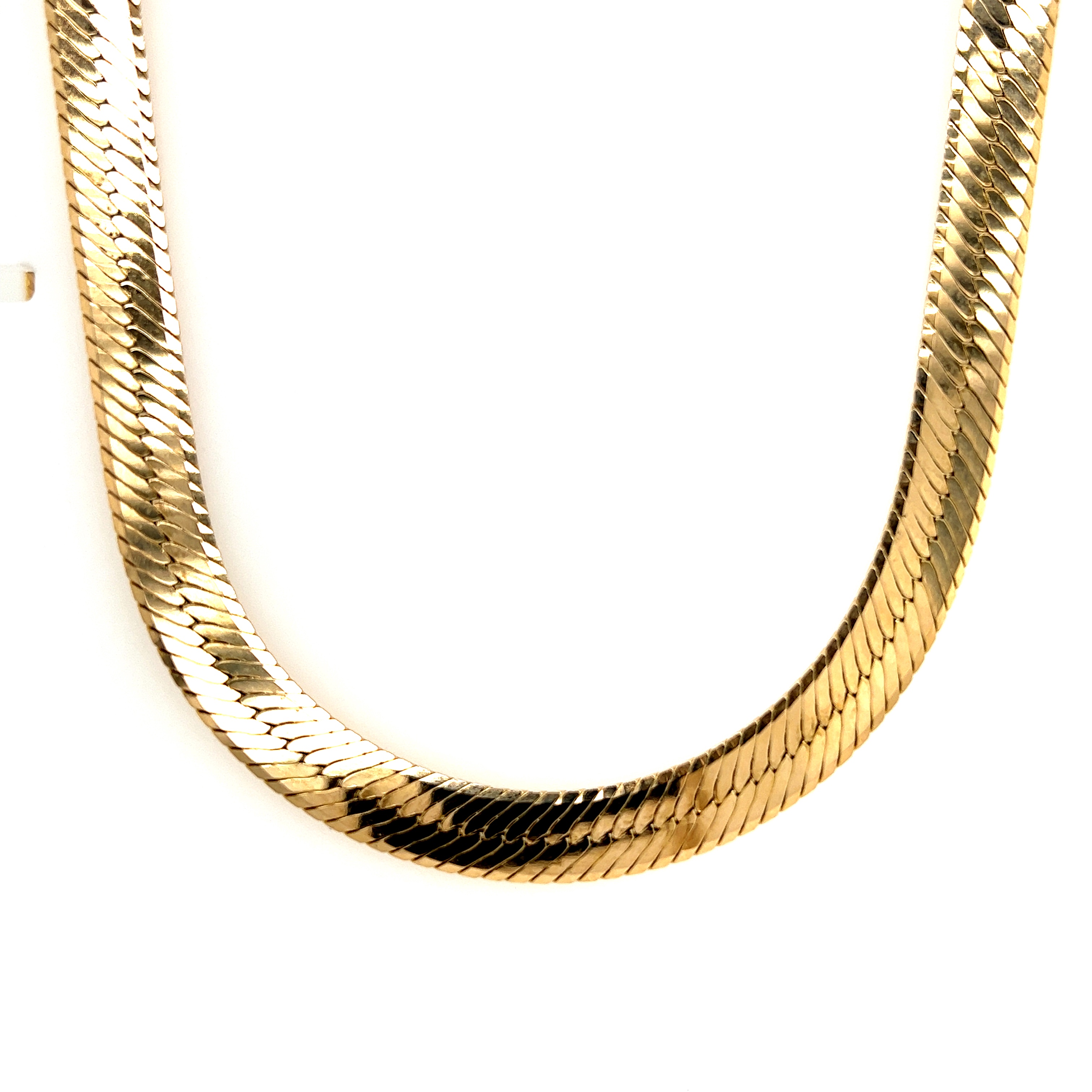 Yellow 14 Karat Herringbone Chain Length 24, 31.25 Dwt.