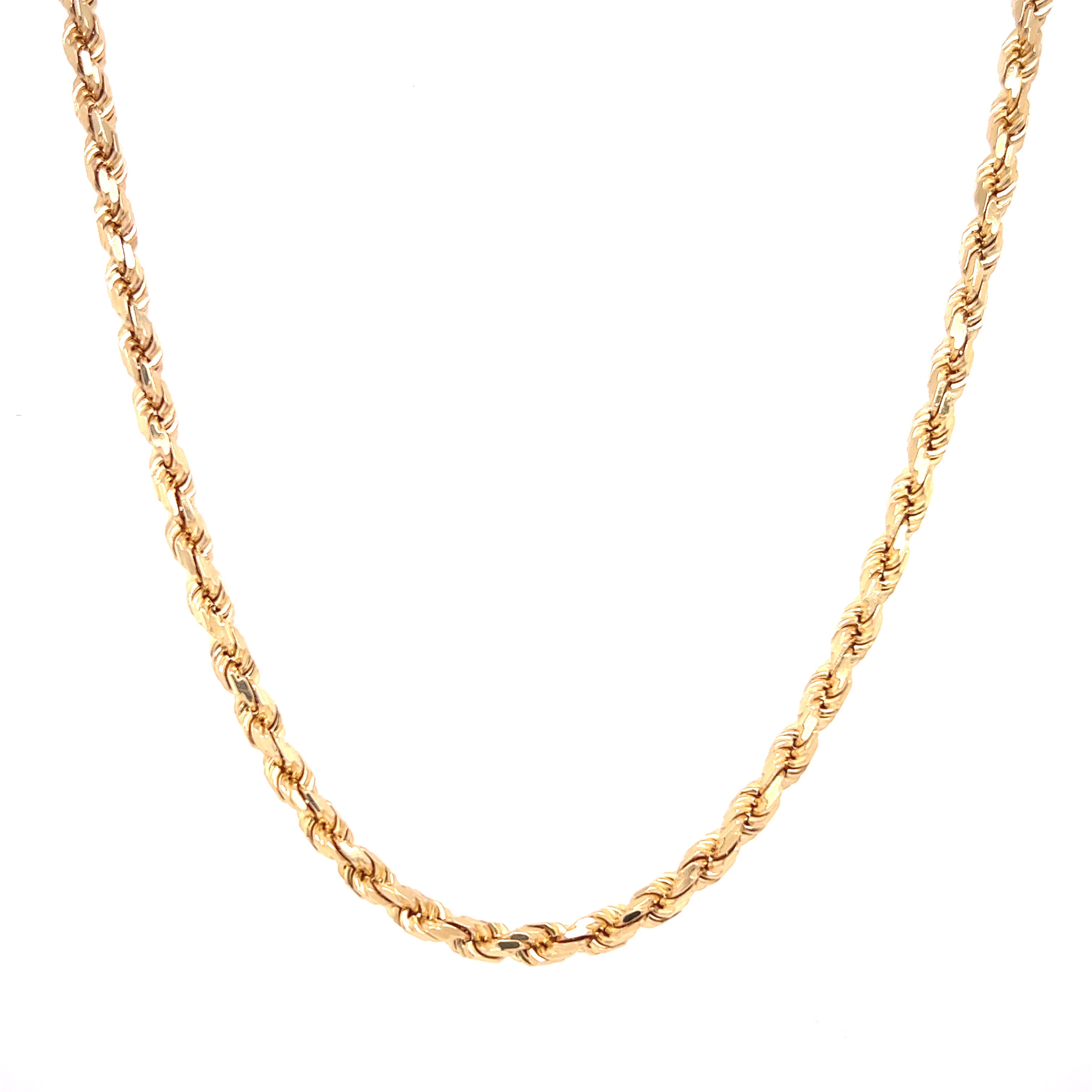Yellow 14 Karat Solid Diamond Cut Rope Chain Length 24. 18.85 Dwt.