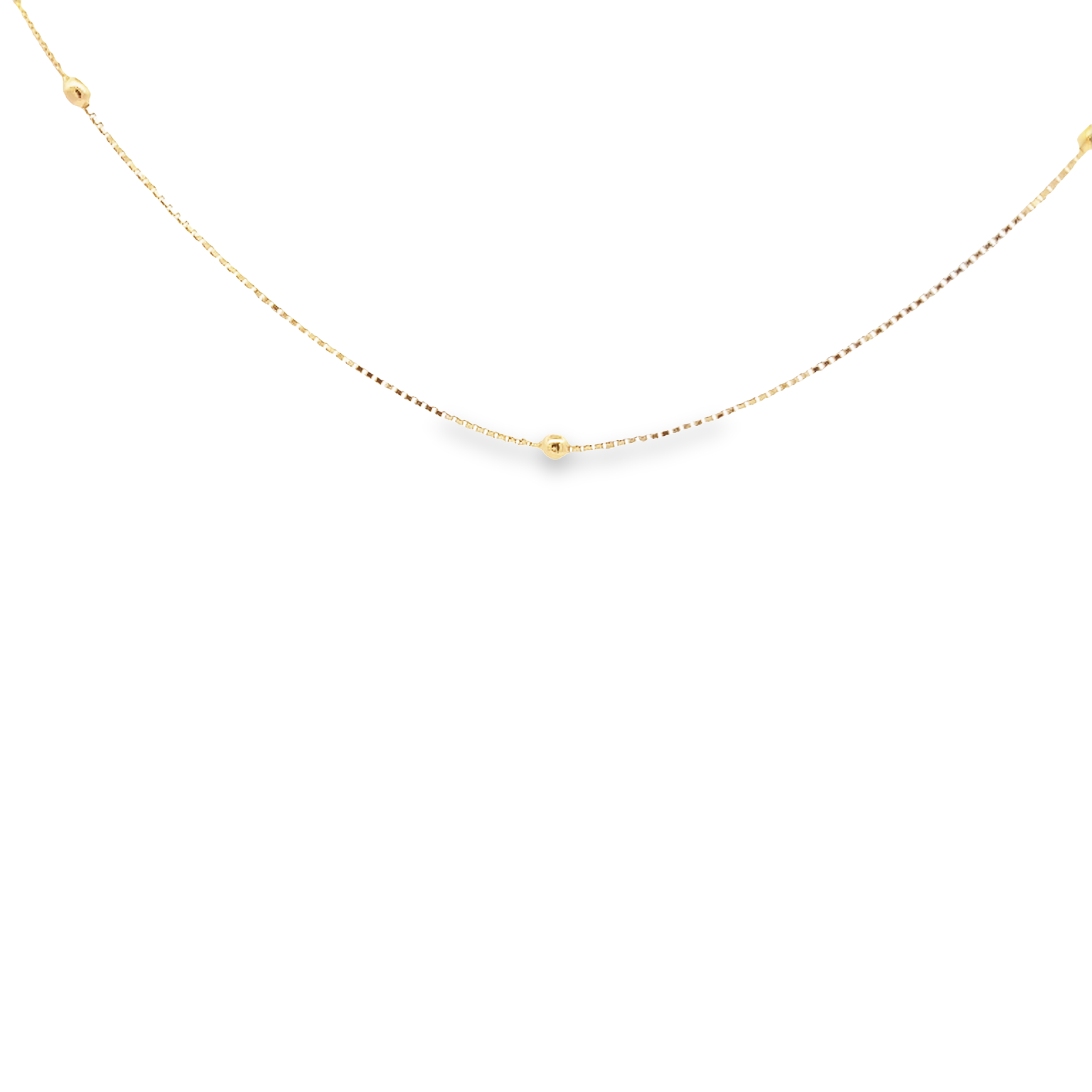 18 Karat Box Chain With Beads Length 20