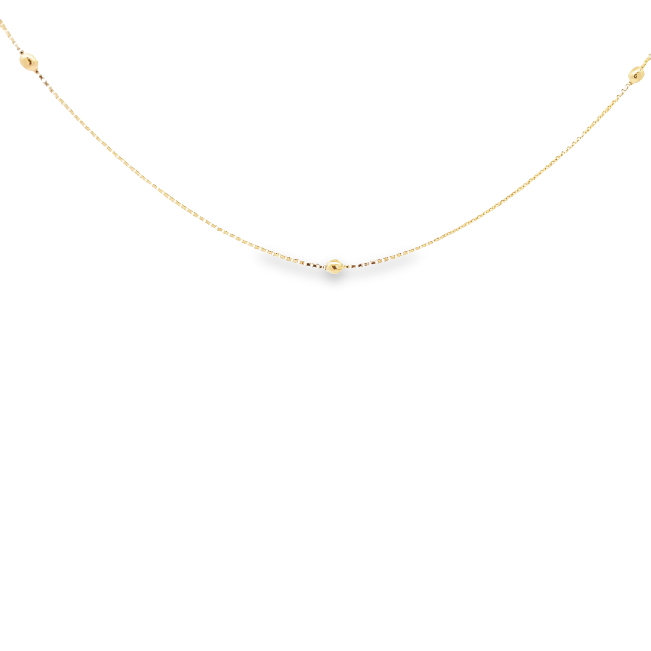 18 Karat Box Chain With Beads Length 20