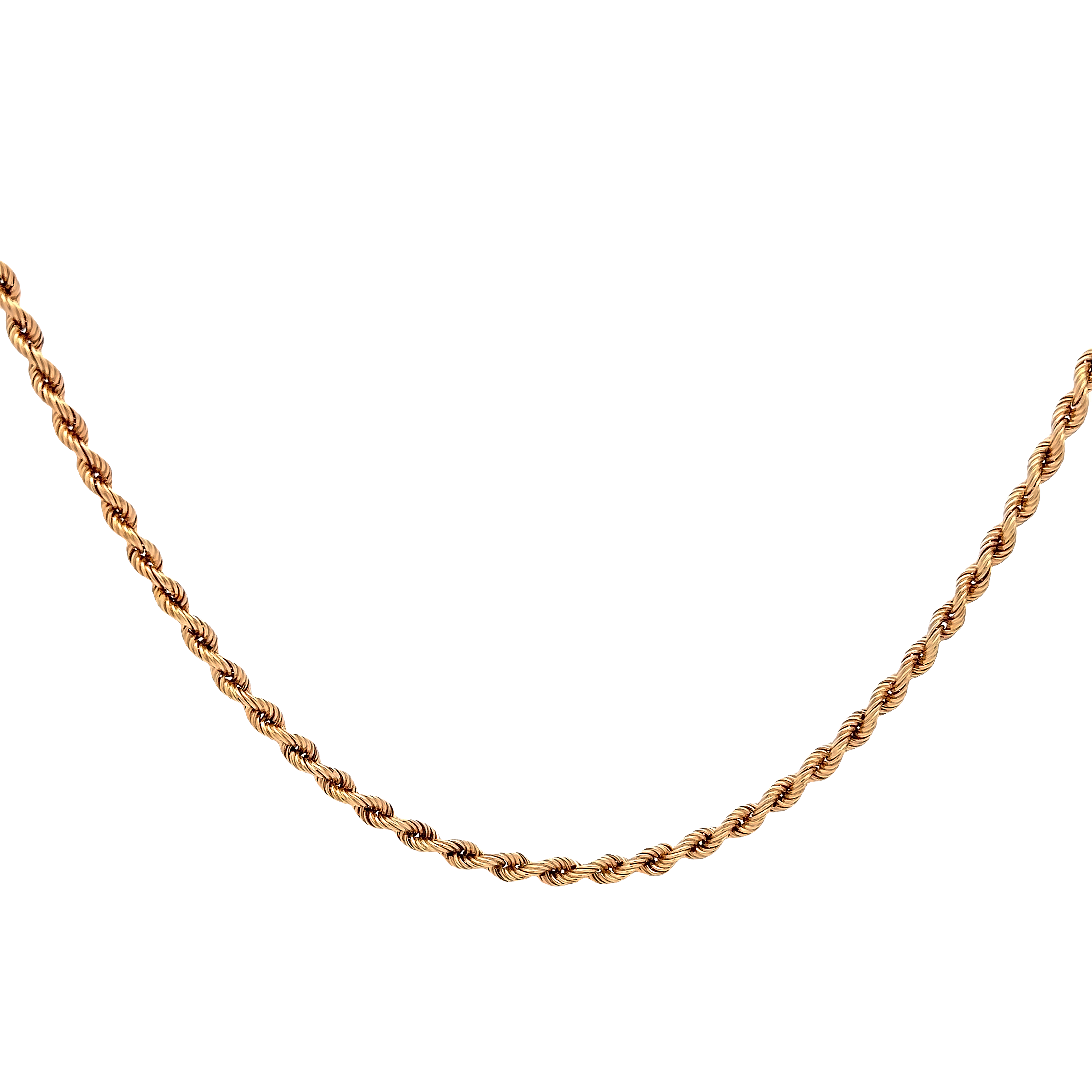 Yellow 14 Karat 3 Mm Hollow Rope Chain Length 18