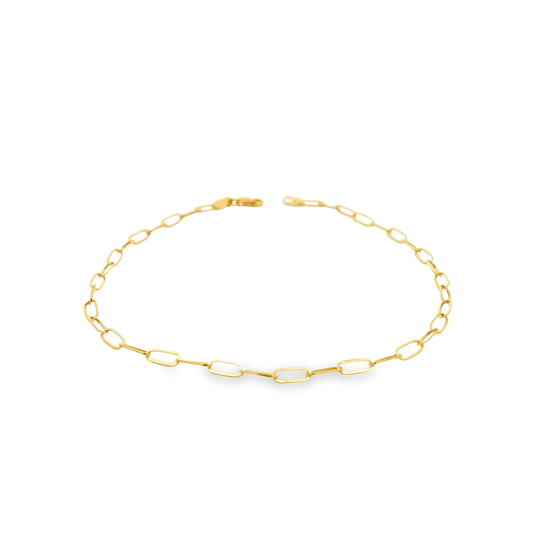 14k Yellow Gold Paper Clip Chain Bracelet