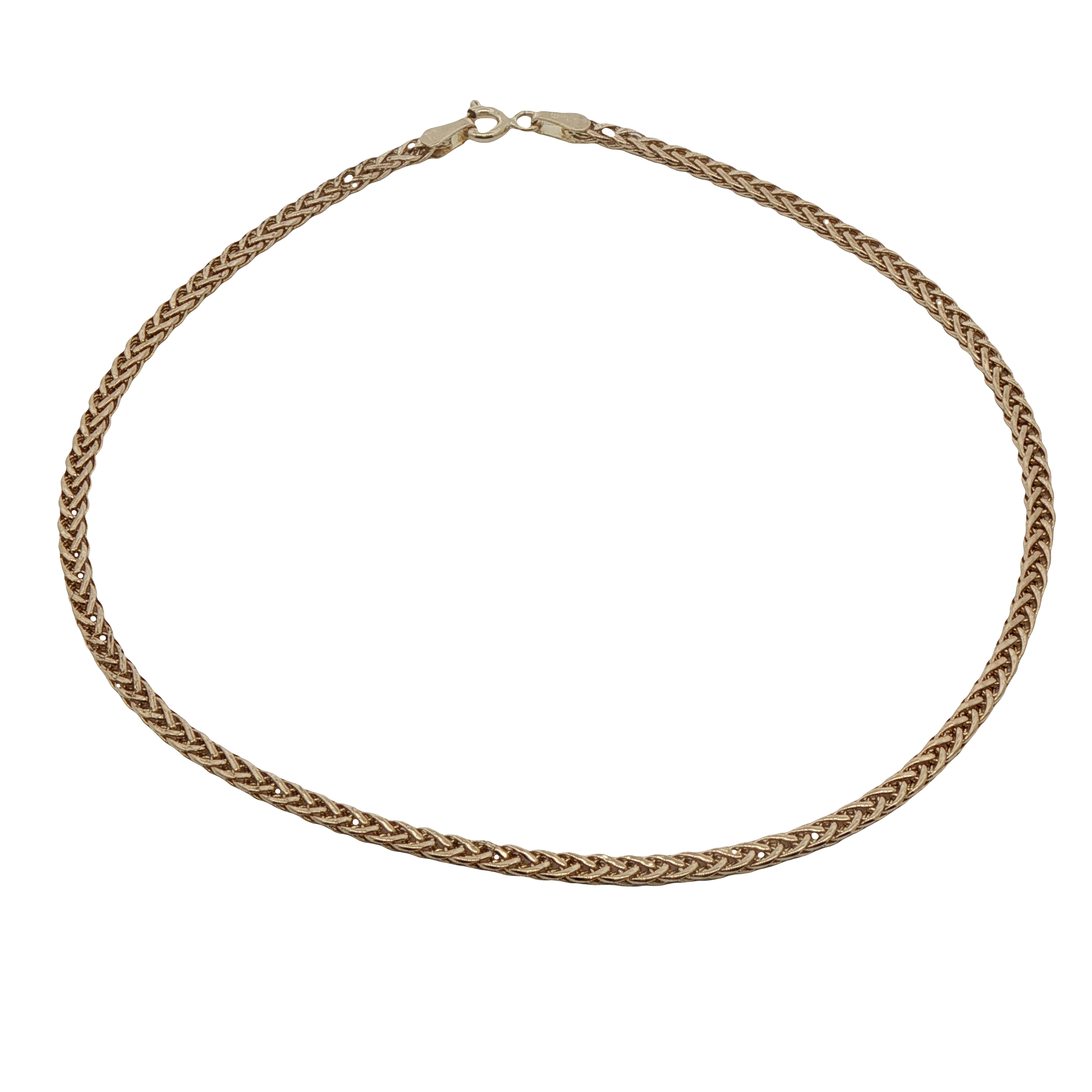 Yellow 14 Karat Flat Wheat Anklet Length 10