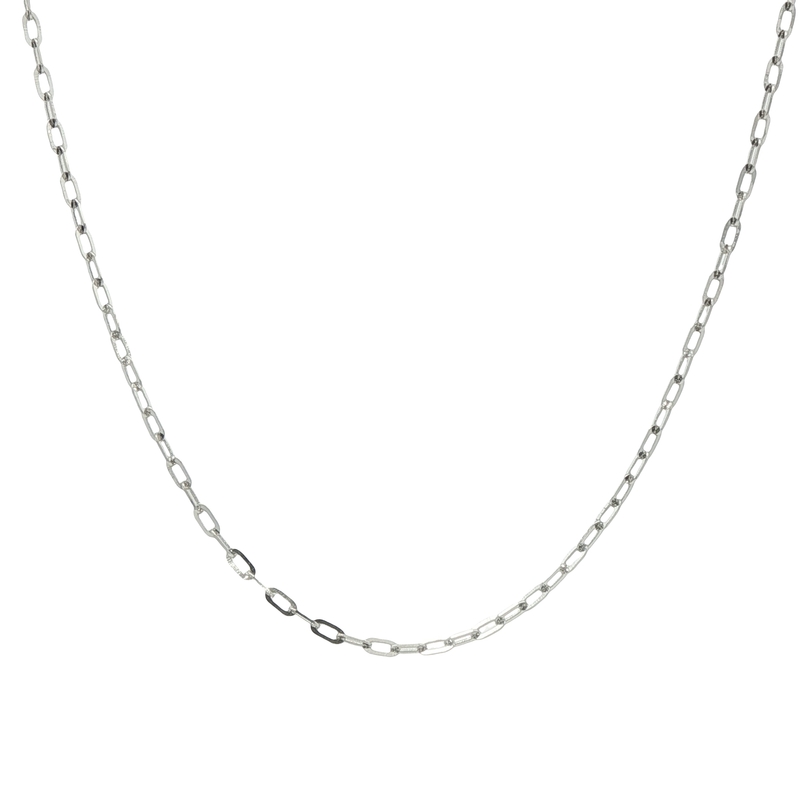 14k White Gold Paperclip Chain