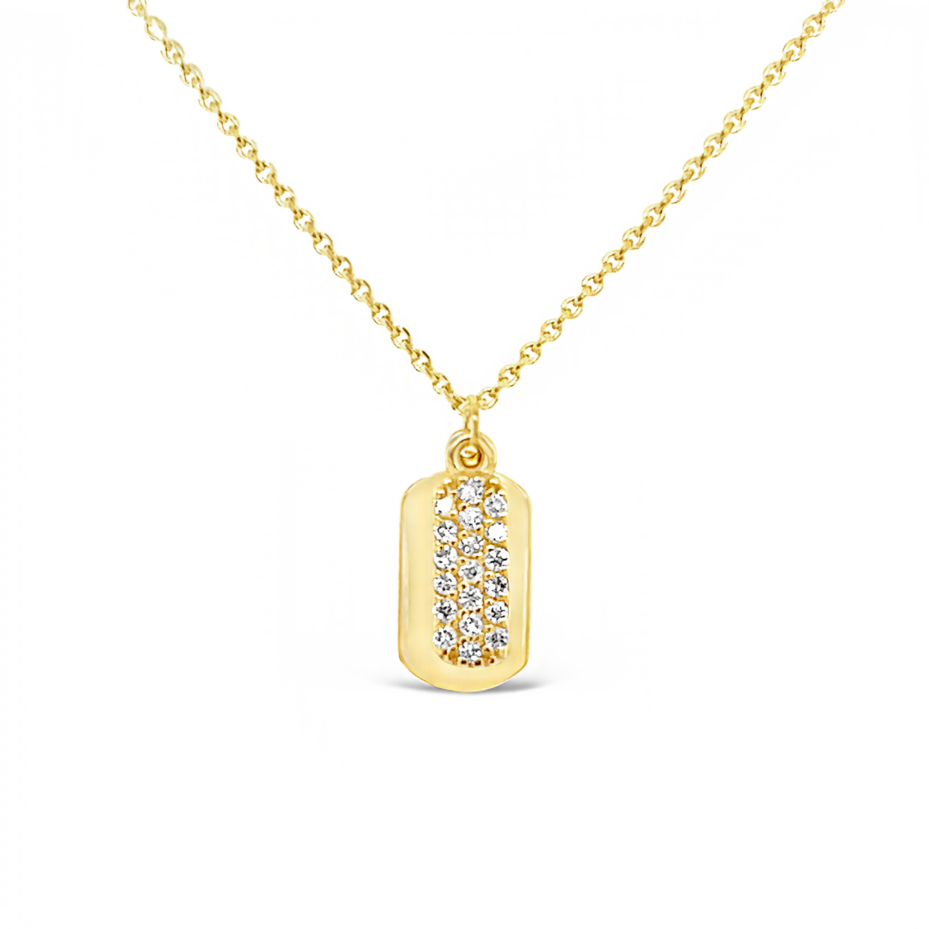 14k Yellow Gold Diamond Tag Necklace