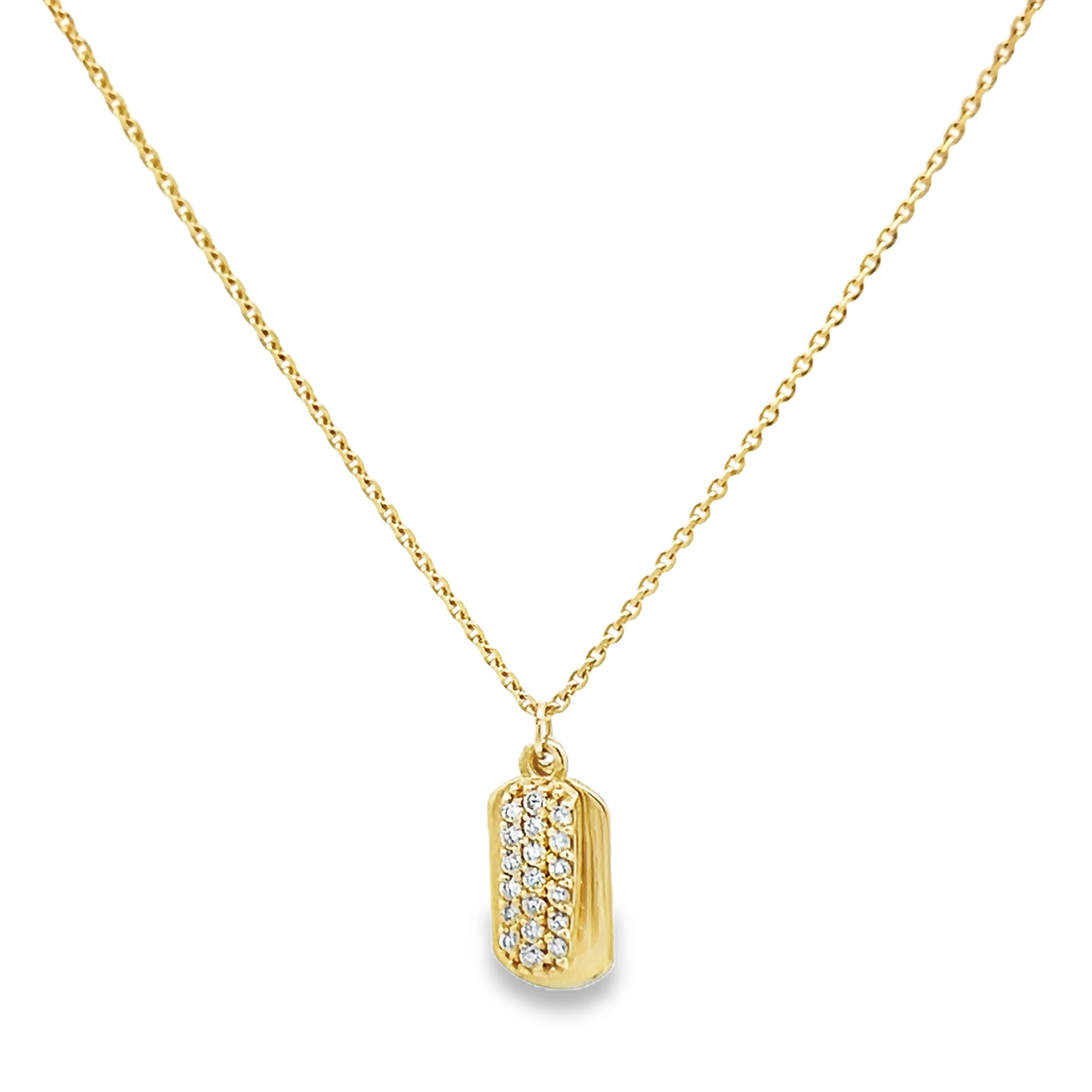 14k Yellow Gold Diamond Tag Necklace