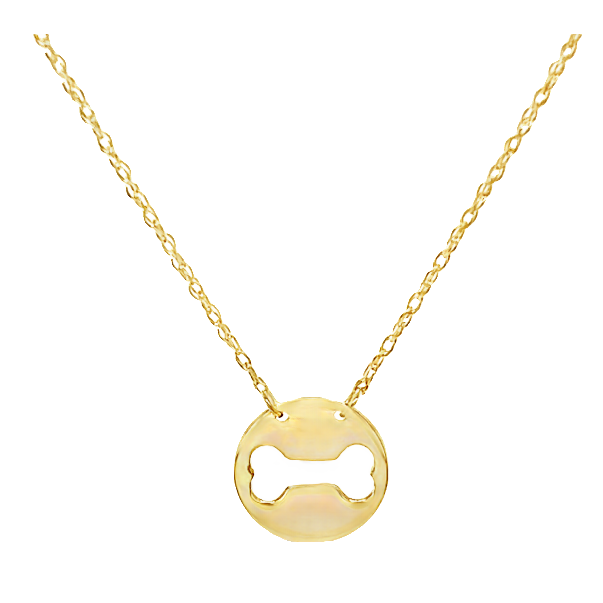 14 karat yellow gold bone pendant necklace.