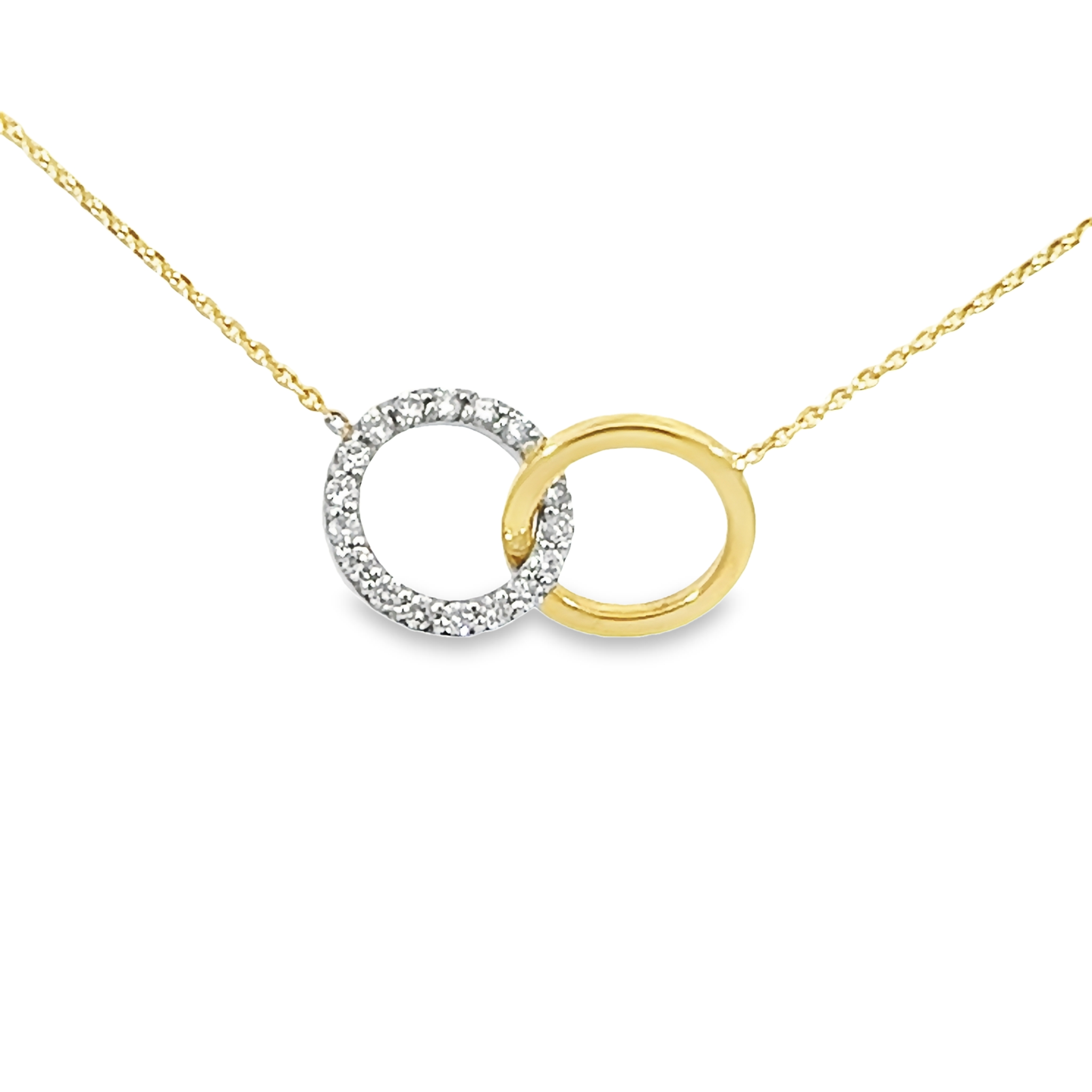 14k Gold Double Circle Diamond Necklace