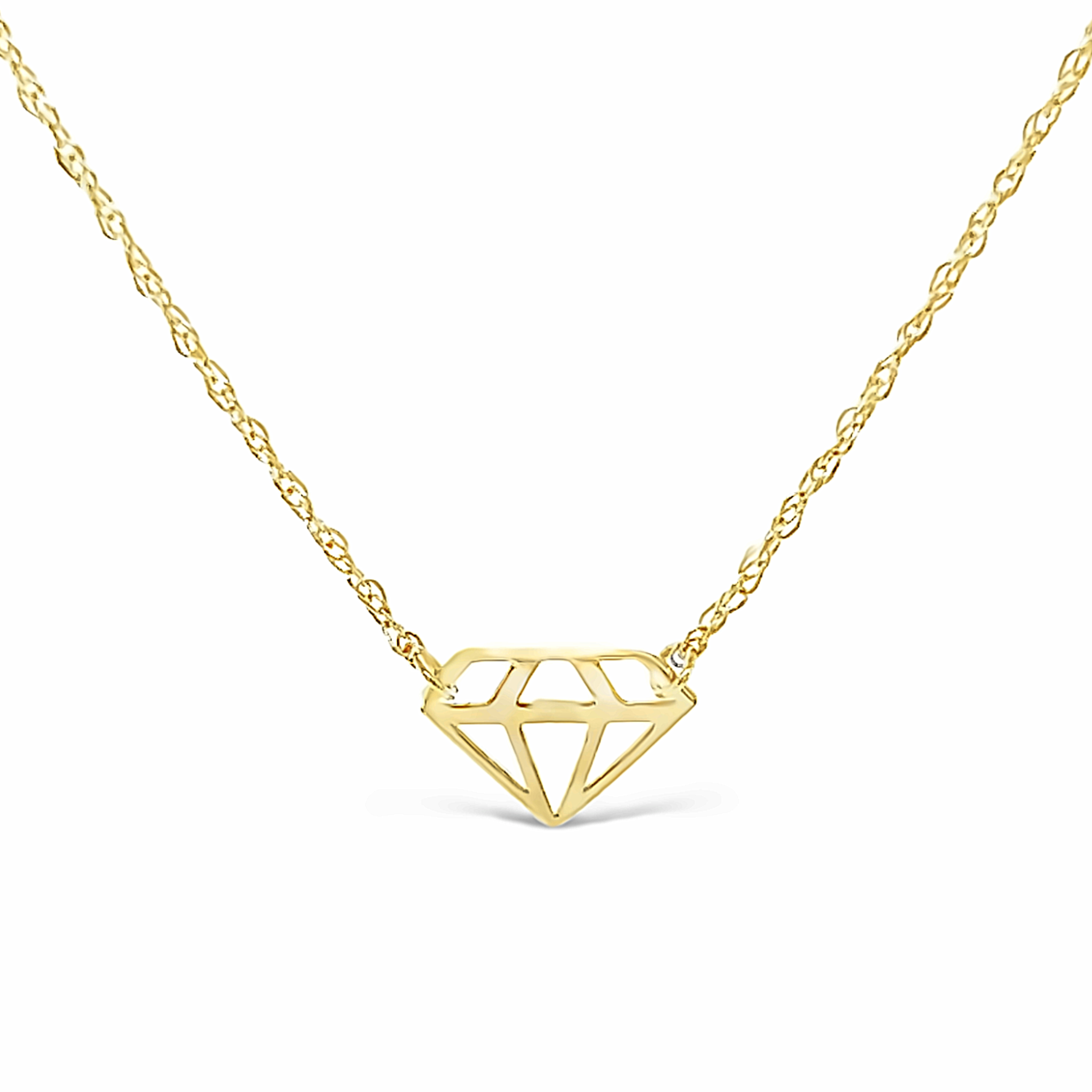 14k Yellow Gold Diamond Cutout Necklace