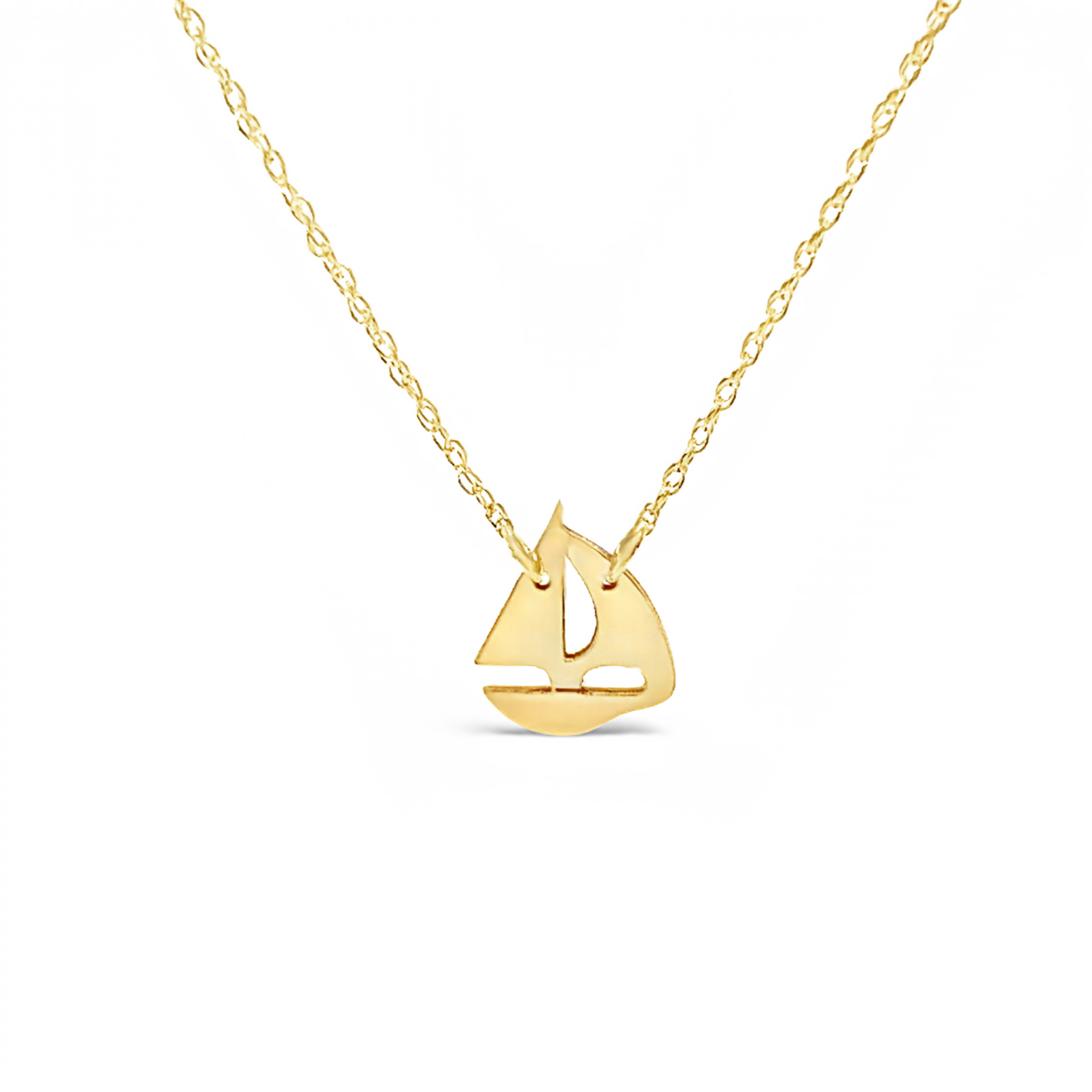 14 karat yellow gold sailboat pendant necklace