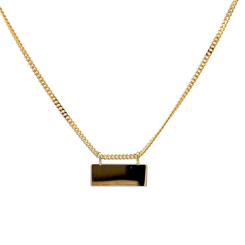 14k Yellow Gold Engravable Plate Necklace