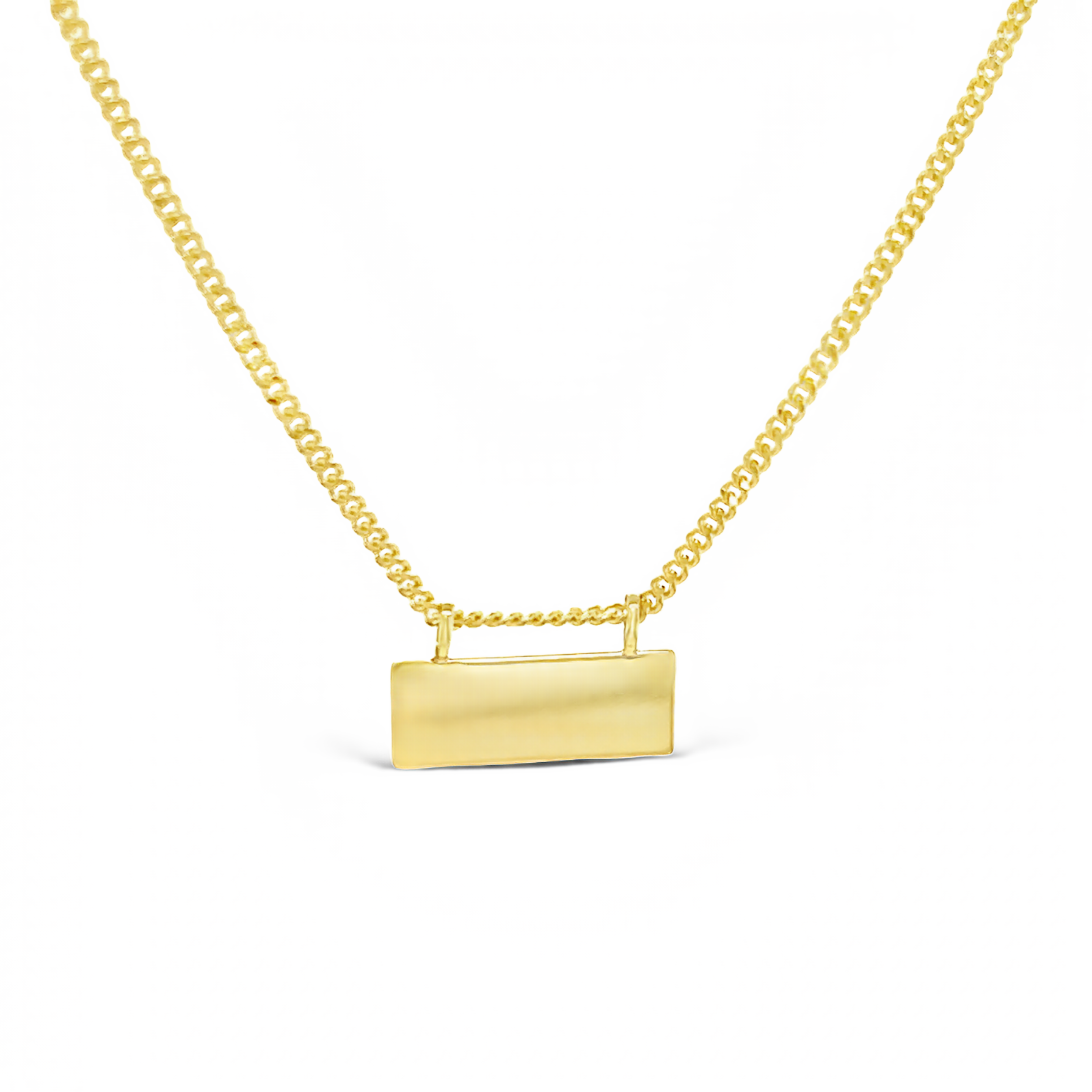 14k Yellow Gold Engravable Plate Necklace
