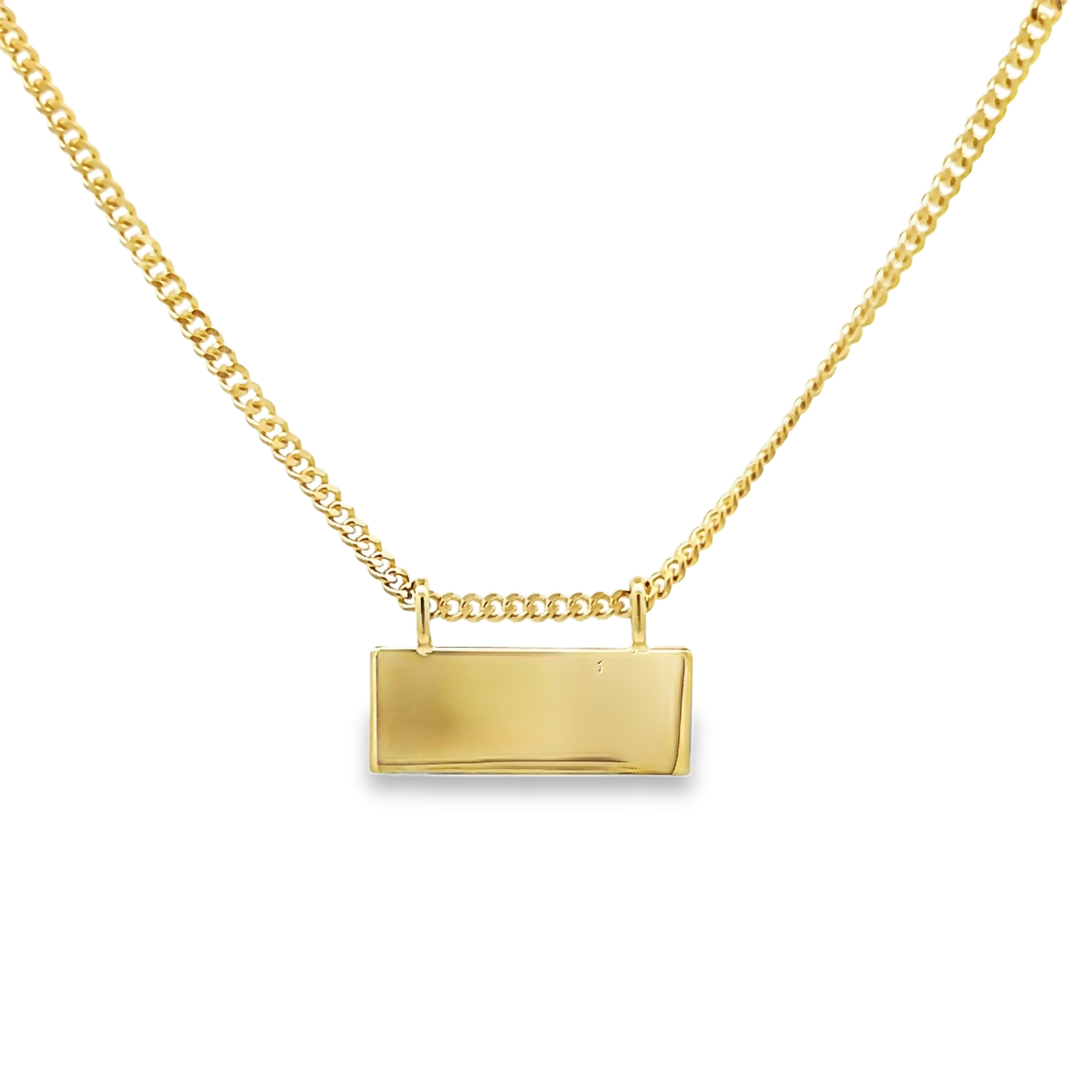 14k Yellow Gold Engravable Plate Necklace