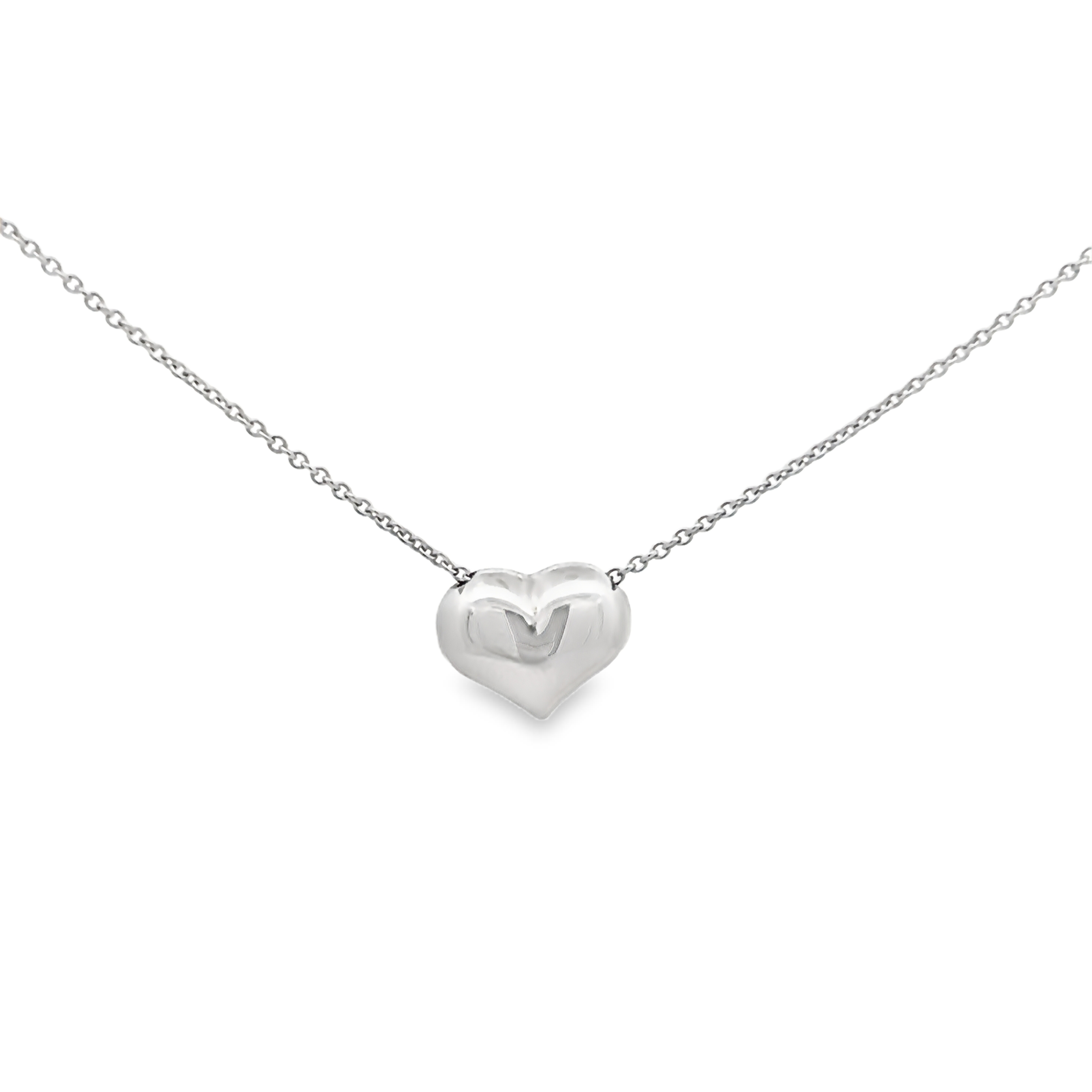 14k White Gold Heart Necklace