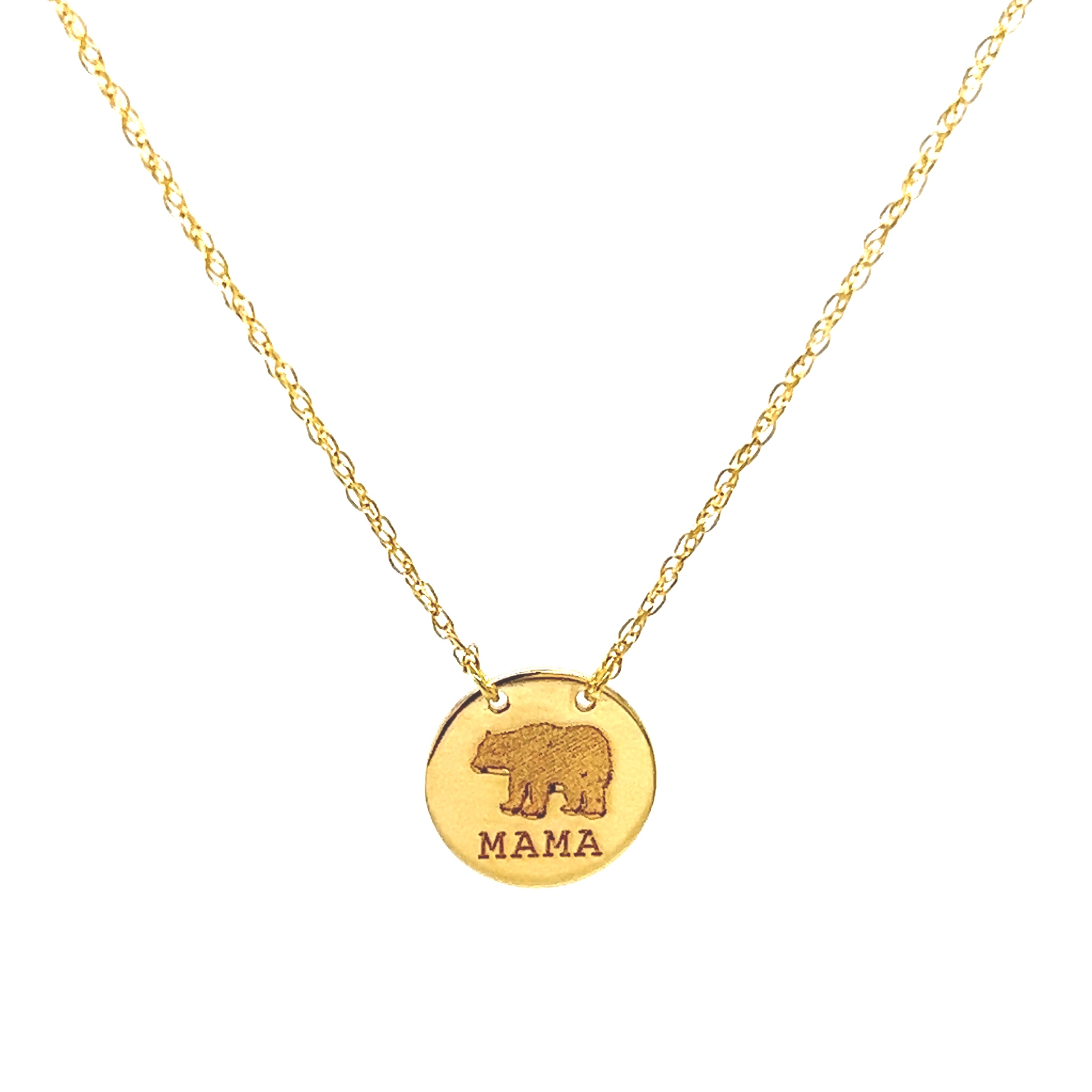 14k Yellow Gold Mama Bear Necklace