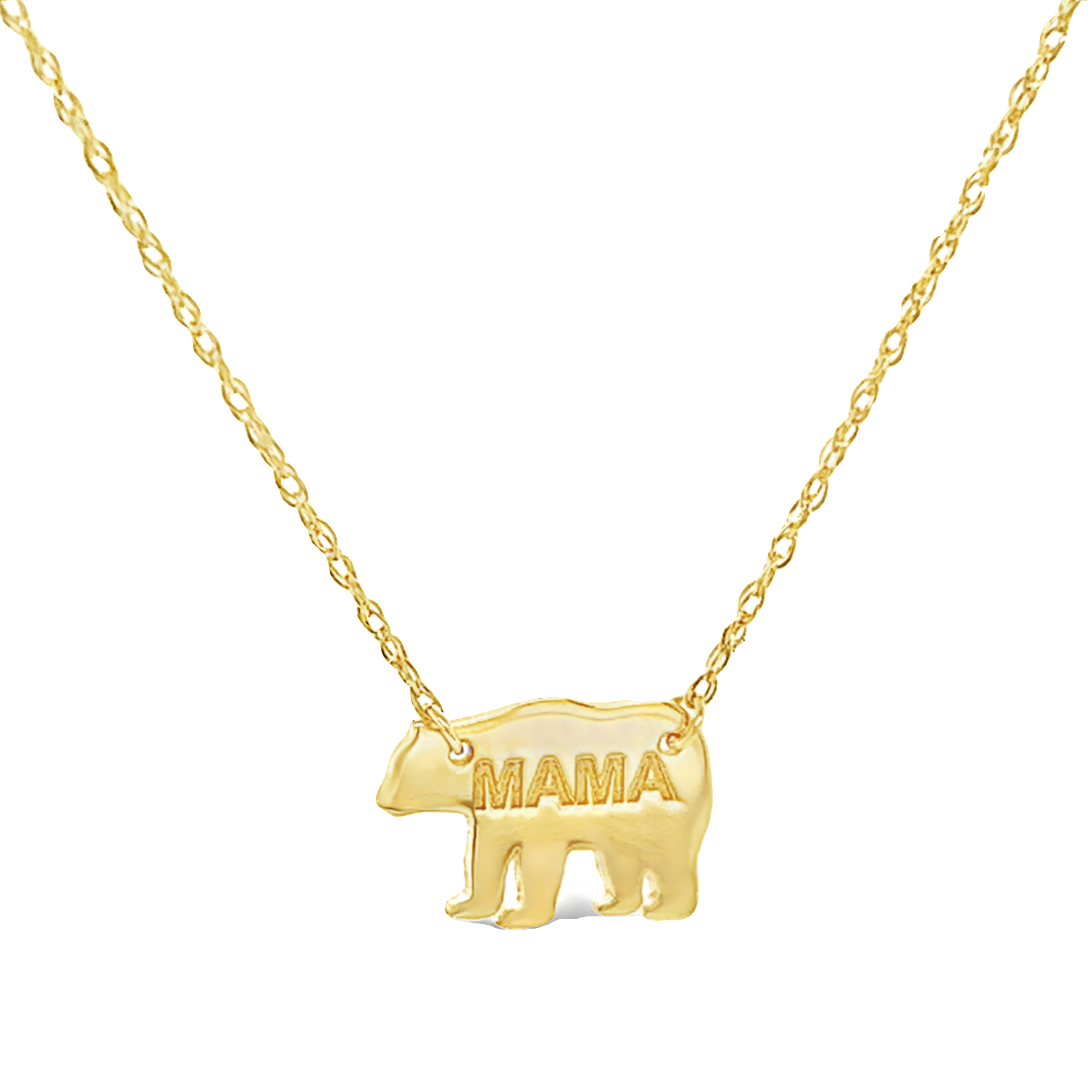 14k Yellow Gold Mama Bear Necklace