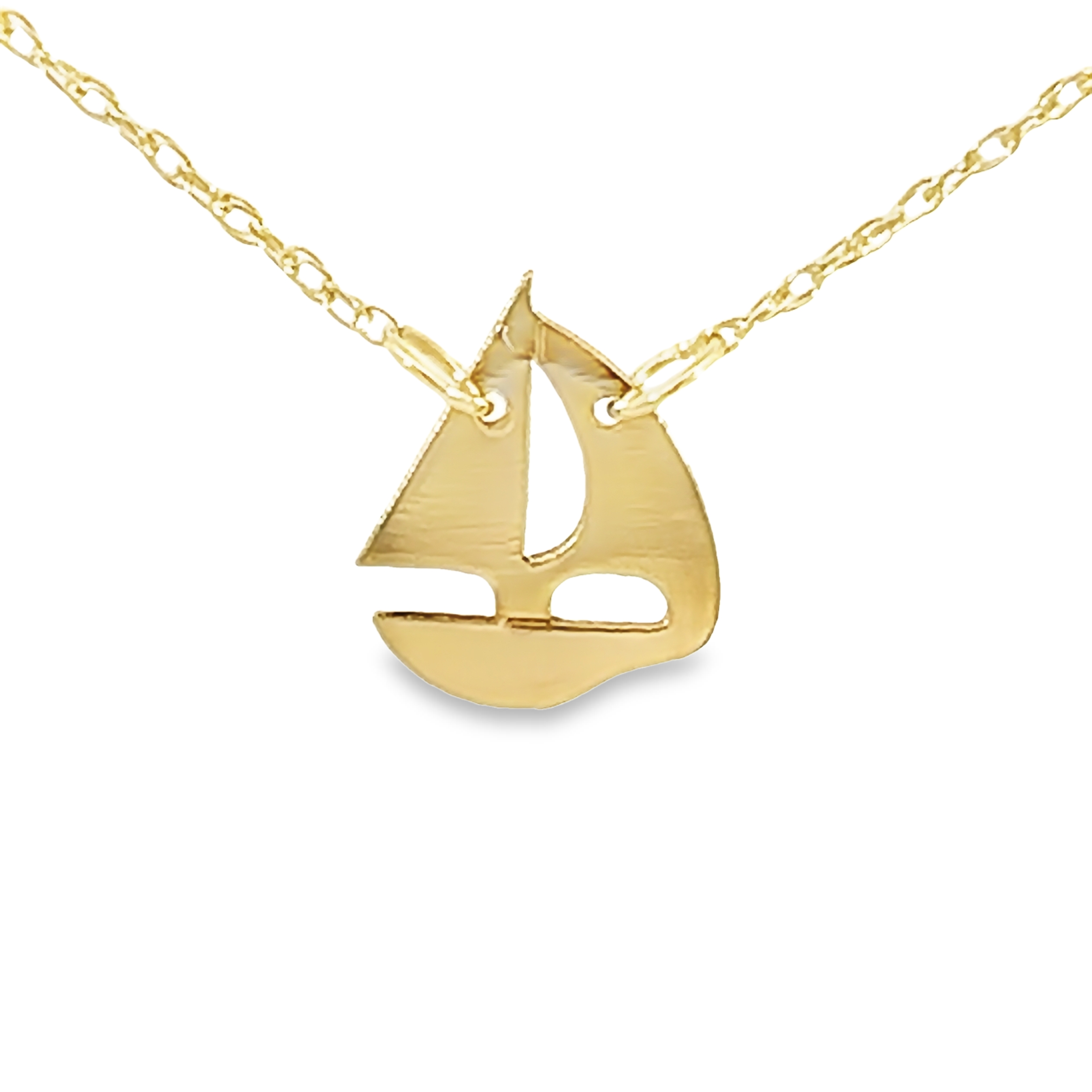 14k Yellow Gold Sailboat Necklace