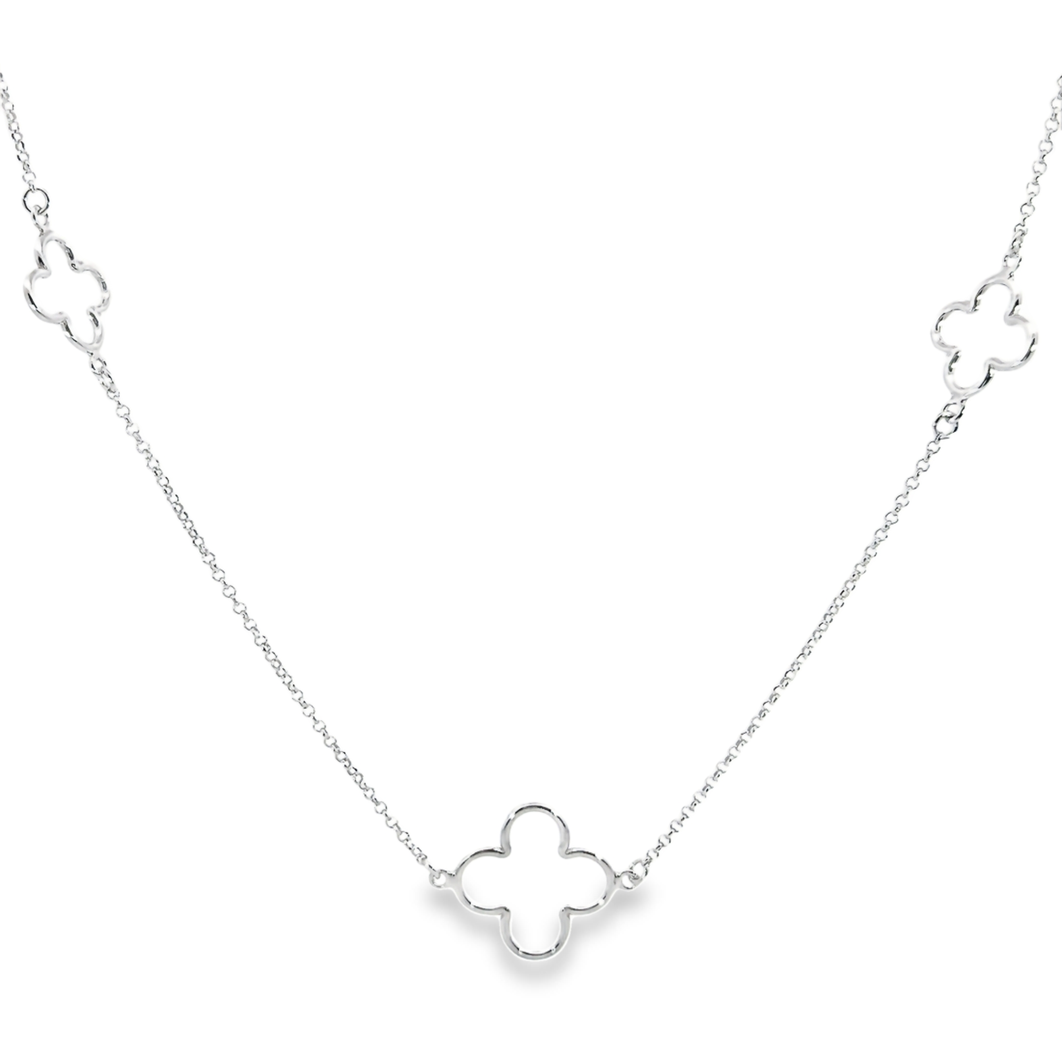 Sterling Silver Alternating Clover Necklace
