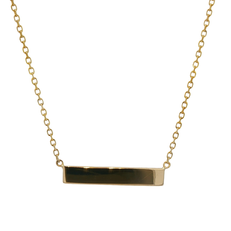 14k Yellow Gold Engraveable Plate Necklace