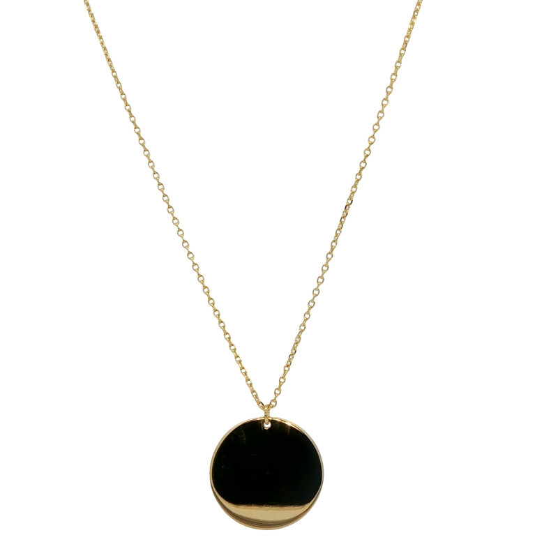 14k Yellow Gold Round Disc Necklace