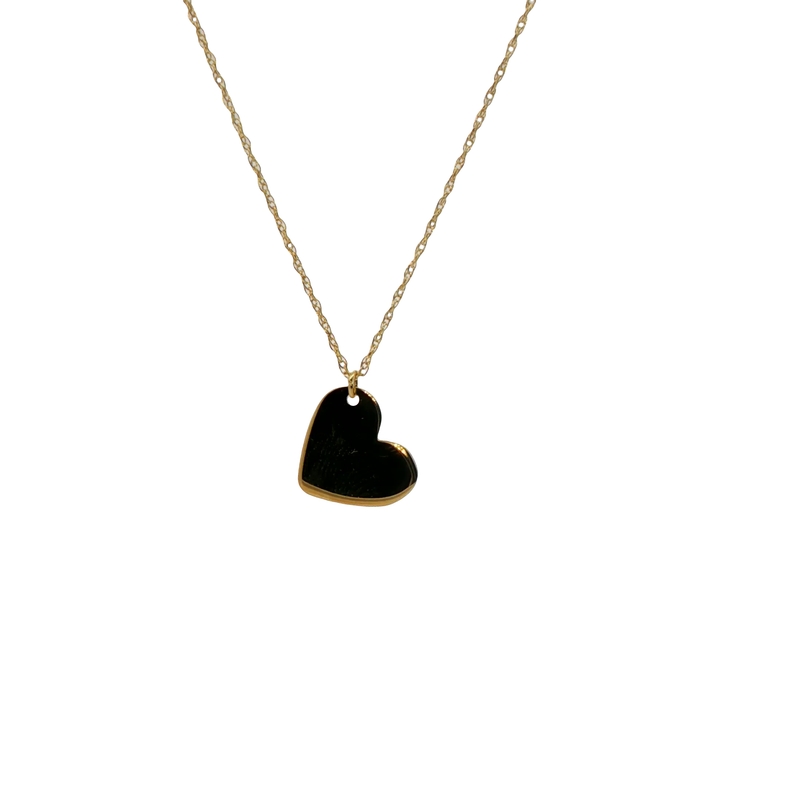 14k Yellow Gold Slanted Heart Necklace