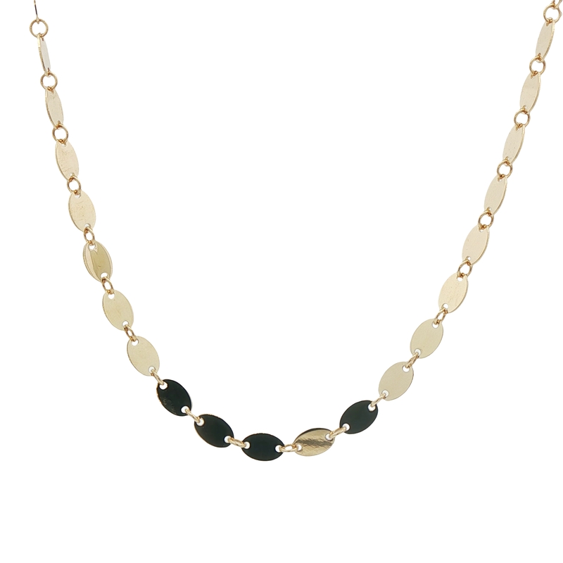 14k Yellow Gold Oval Disc Necklace