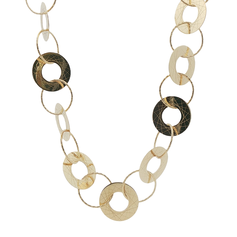 14k Yellow Gold Interlocking Ring Necklace