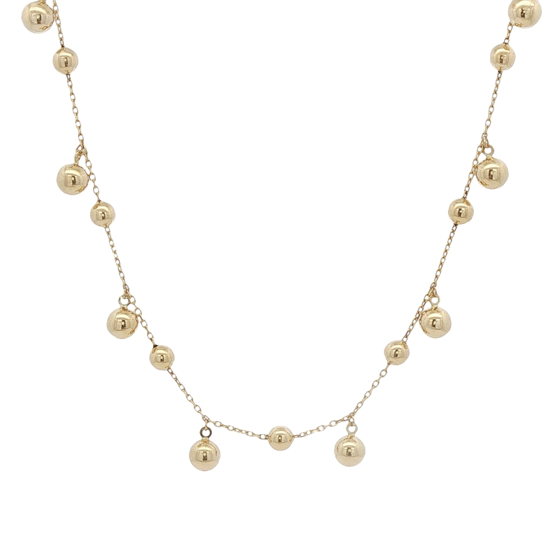14k Yellow Gold Beaded Station Necklace