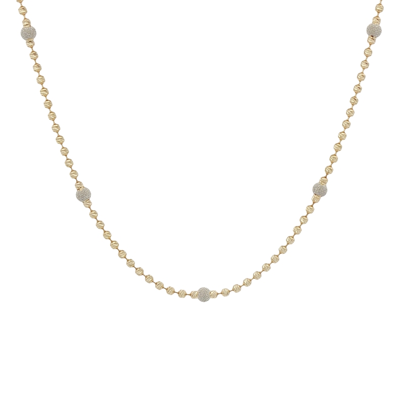14k Yellow Gold Beaded Necklace