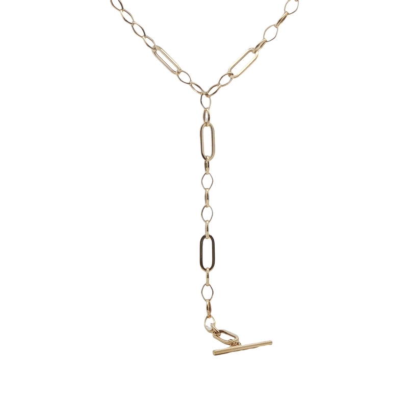 14k Yellow Gold Lariat Chain Necklace