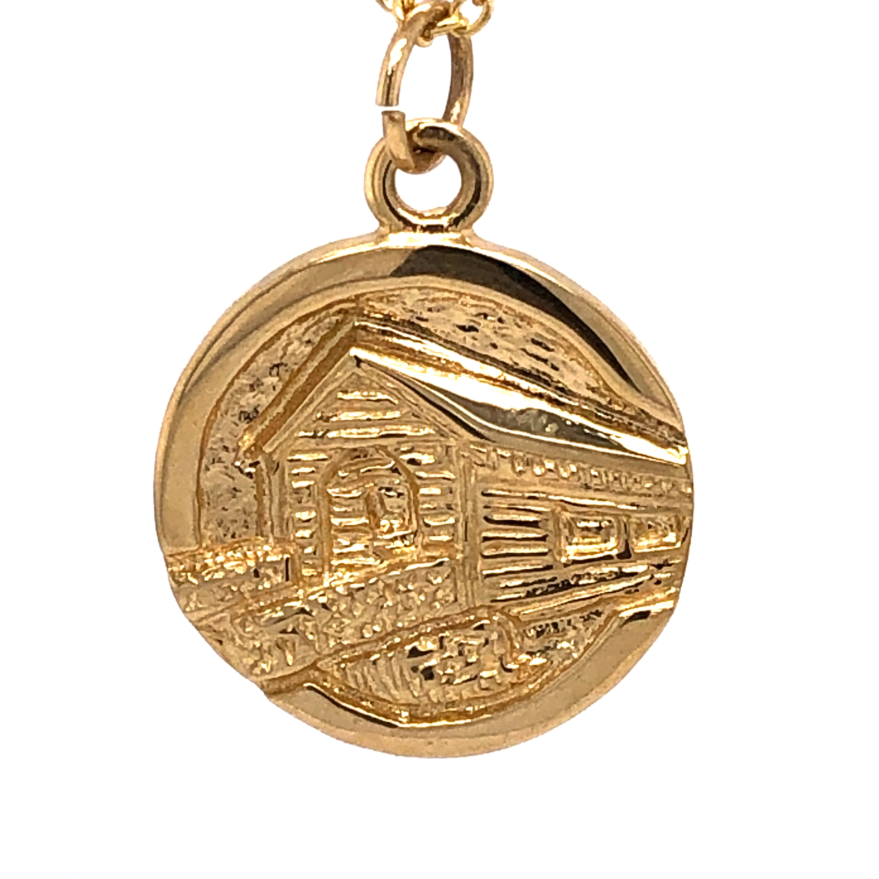 14k Yellow Gold Covered Bridge Charm