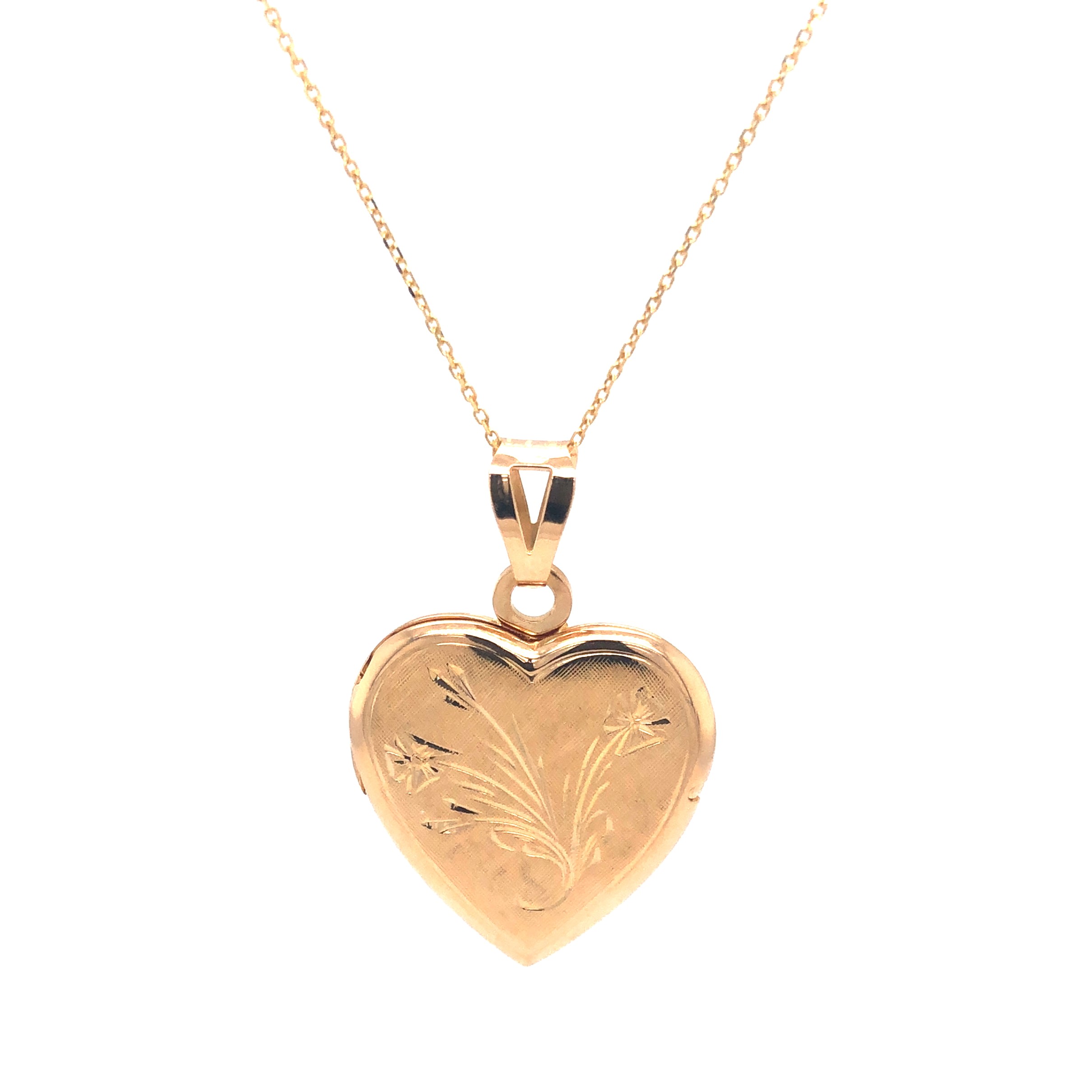 Yellow 14 Karat Heart Shaped Locket with 18" chain.  dwt: 5.39