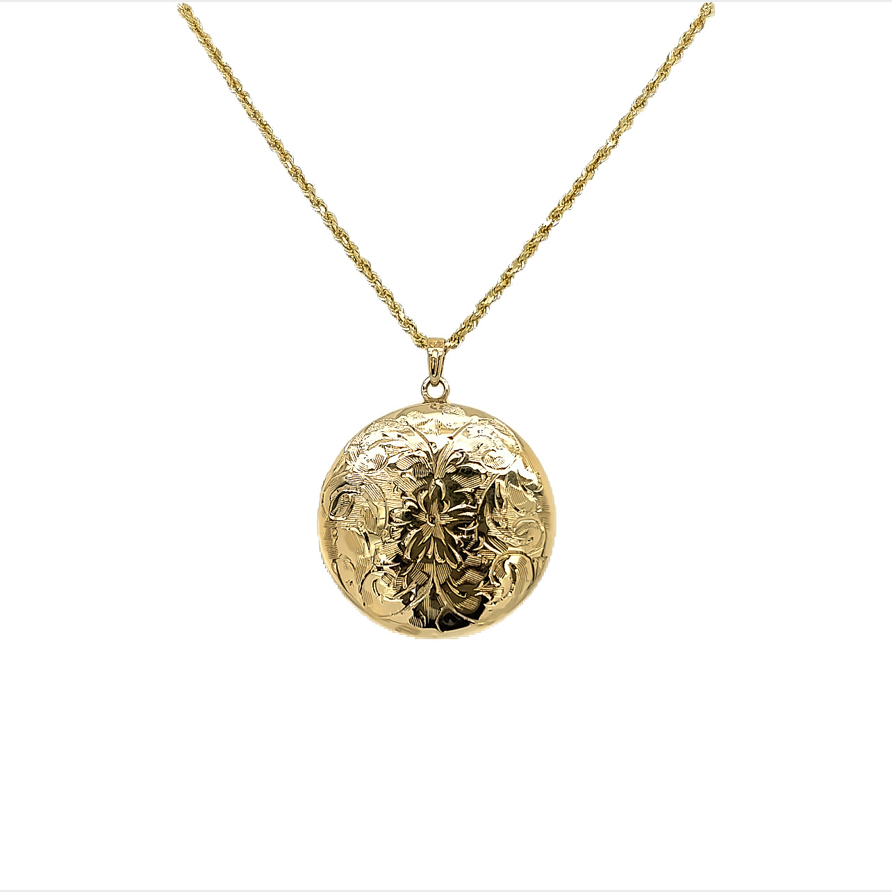 14k Yellow Gold Engraved Locket