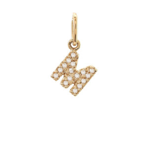 14 Karat yellow gold M charm with 16=0.05Tw Single Cut J I Diamonds