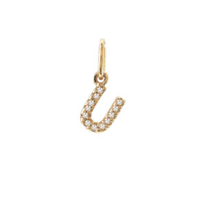 14 Karat yellow gold U charm with 12=0.04Tw Single Cut J I Diamonds
