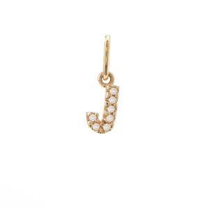 14 Karat yellow gold J charm with 7=0.03Tw Single Cut J I Diamonds