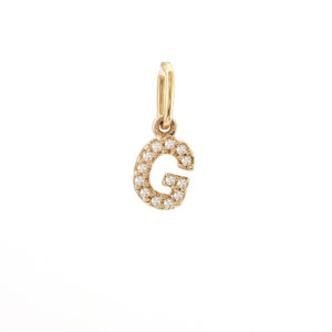 14 Karat yellow gold G charm with 13=0.04Tw Single Cut J I Diamonds