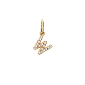14 Karat yellow gold W charm with 17=0.05Tw Single Cut J I Diamonds