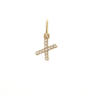 14 Karat yellow gold X charm with 13=0.04Tw Single Cut J I Diamonds